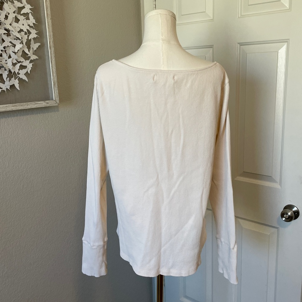 Lucky Brand Cream Long Sleeve Top with Lace - Picture 4 of 5